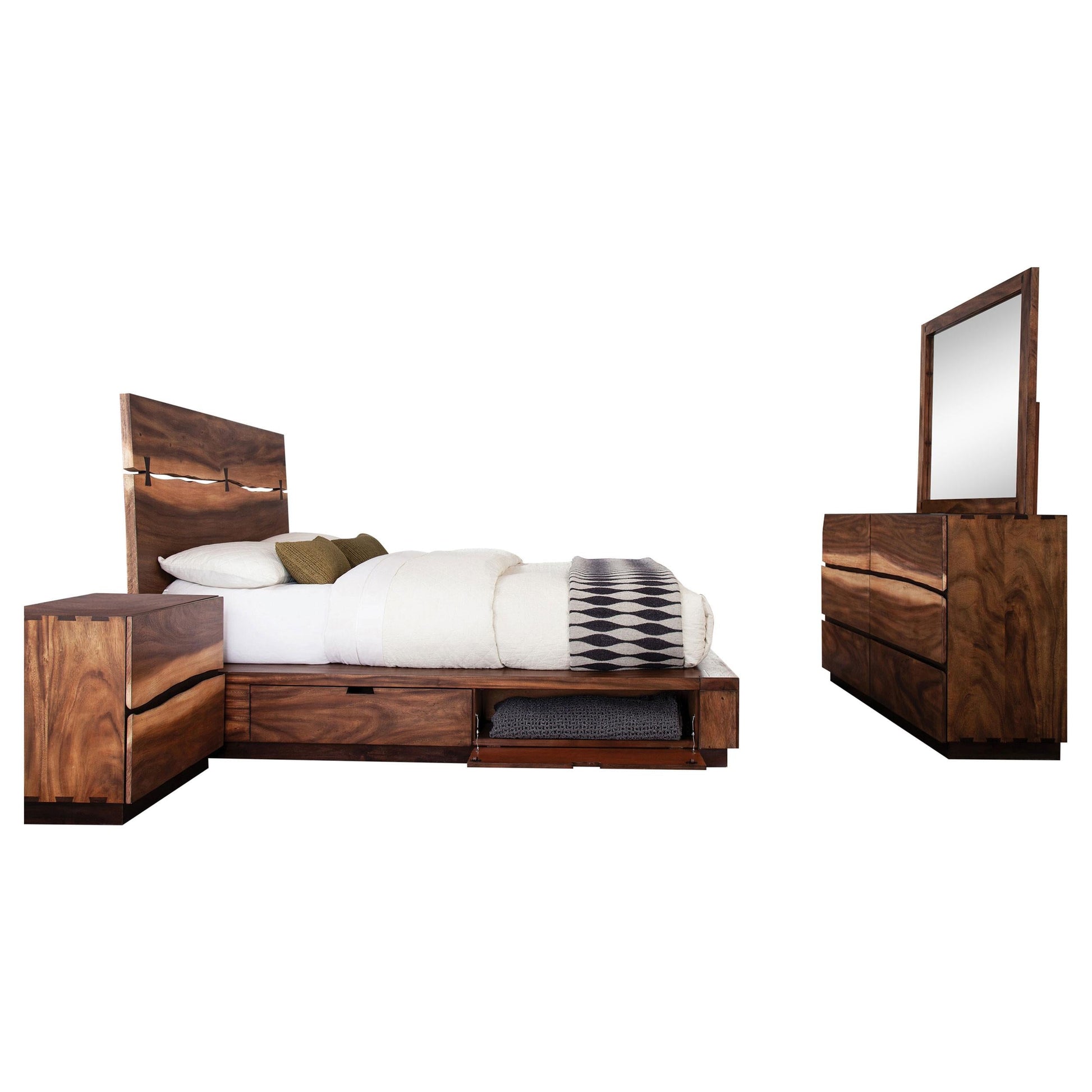 Winslow Eastern King Bed 4-Piece Set - Smokey Walnut / Coffee Bean