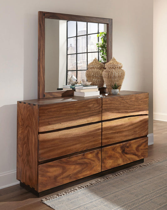 Winslow Dresser With Mirror in Smokey Walnut - Coaster Furniture