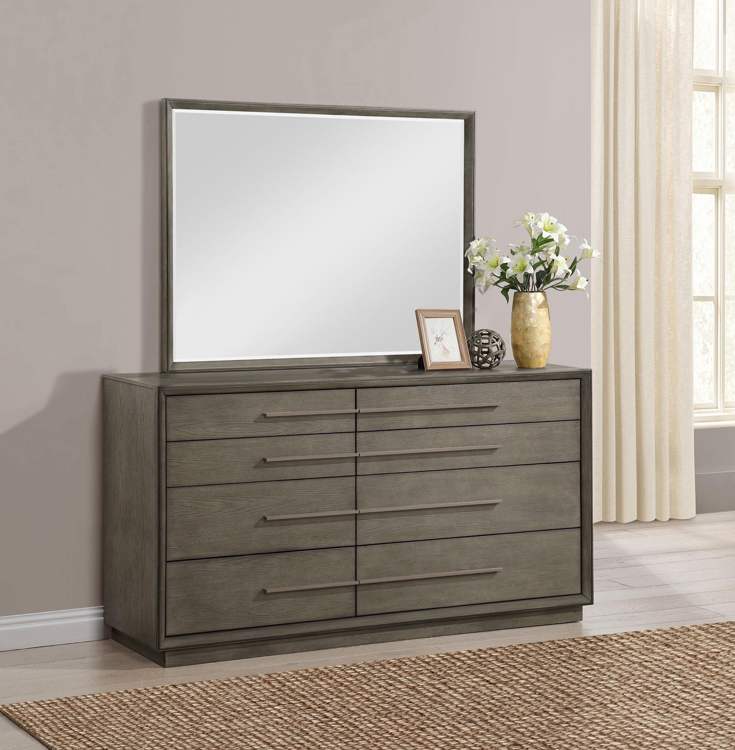 Durango Dresser With Mirror - Taupe Oak