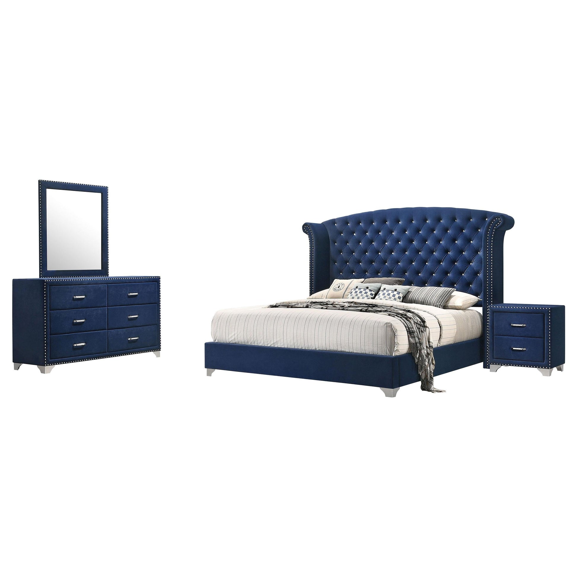 Melody Queen Bed 4-Piece Set - Pacific Blue