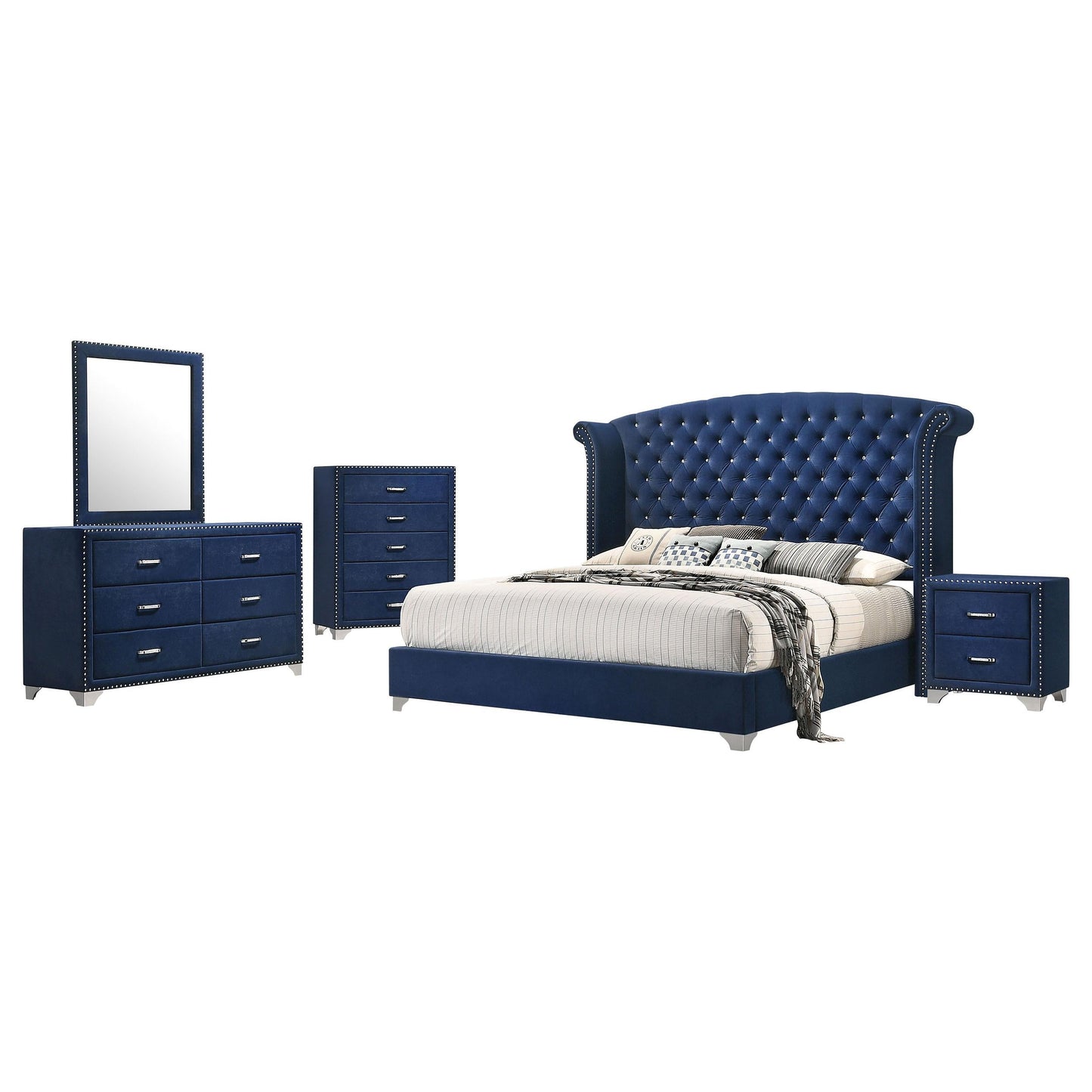 Melody Queen Bed 5-Piece Set - Pacific Blue