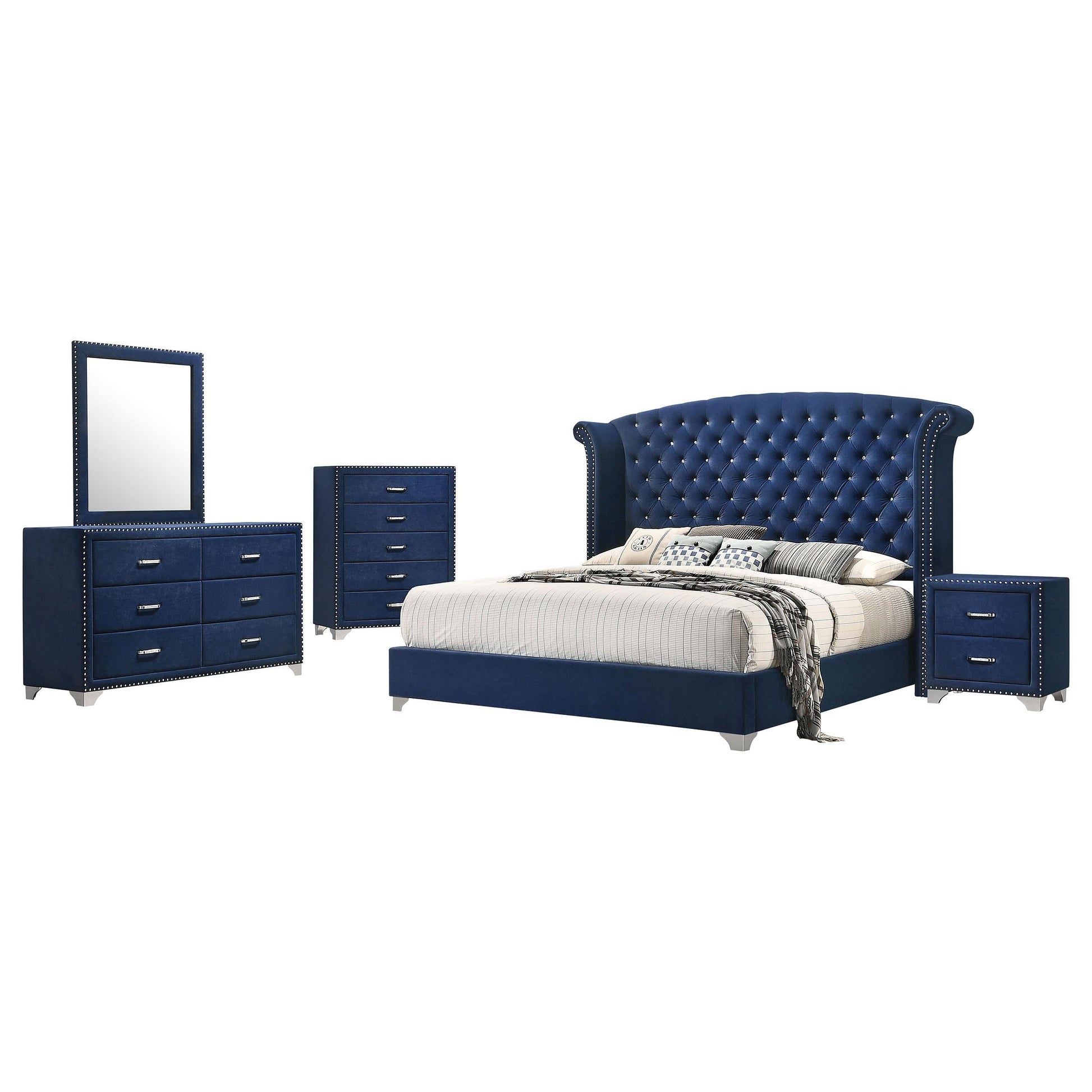 Melody Queen Bed 5-Piece Set - Pacific Blue