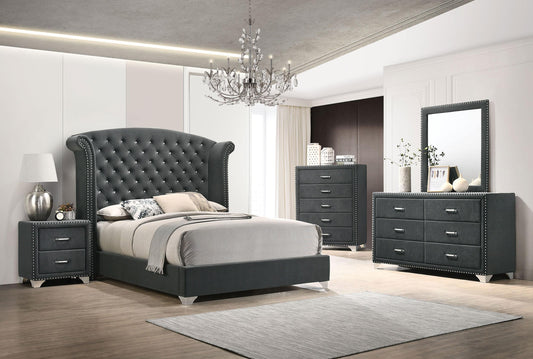 Melody Queen Bed 5-Piece Set - Grey