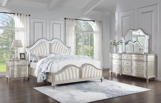 Evangeline Queen Bed 4-Piece Set in Silver Oak - Coaster Furniture