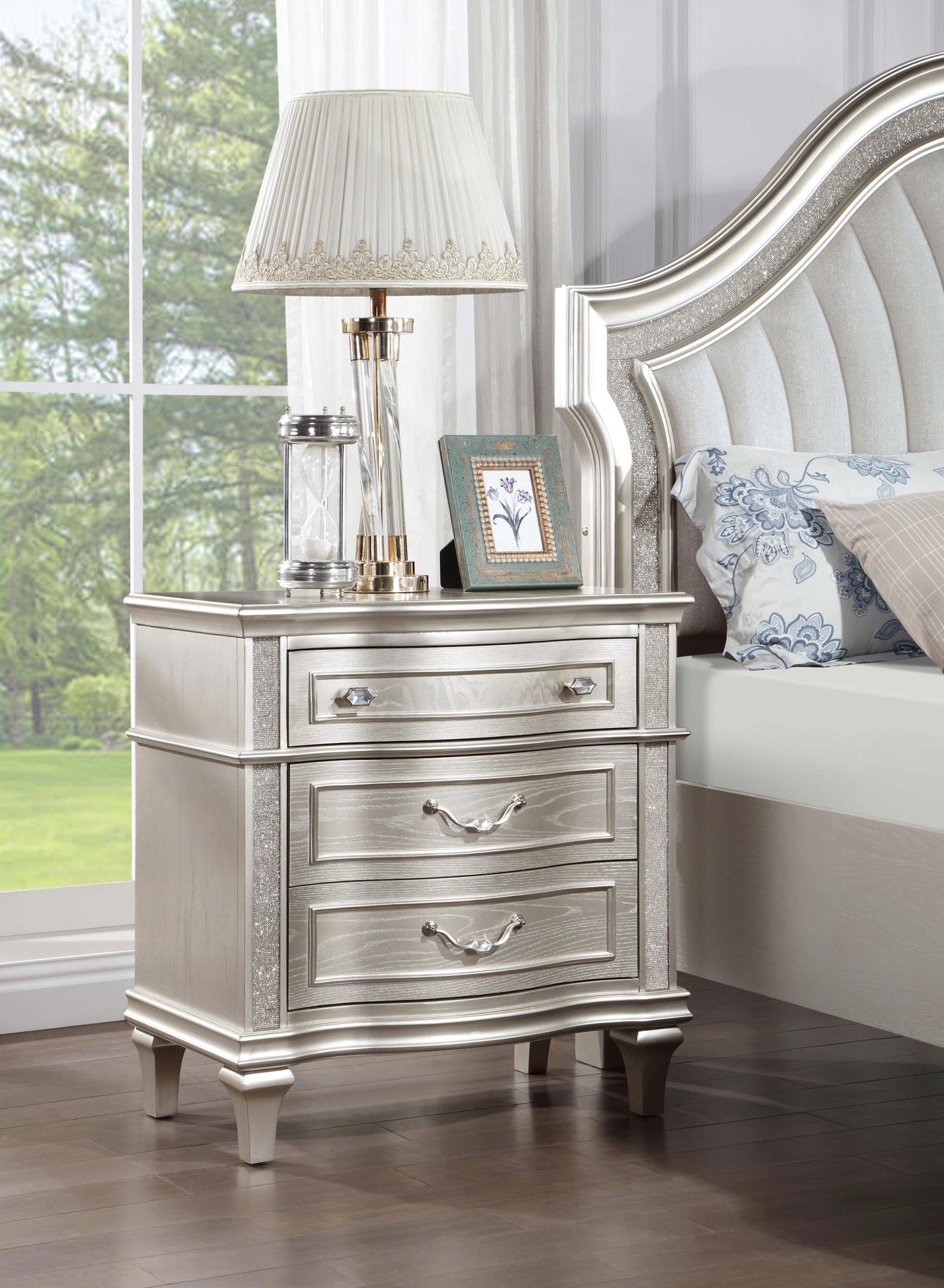 Evangeline Nightstand in Silver Oak - Coaster Furniture