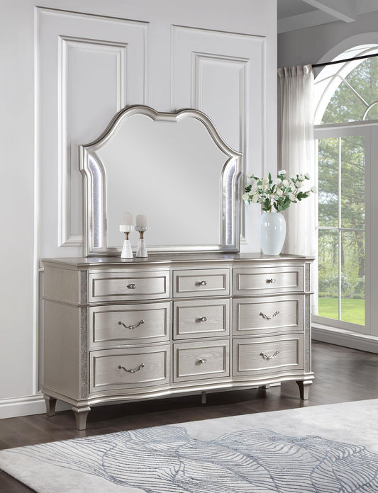 Evangeline Dresser With Mirror in Silver Oak - Coaster Furniture