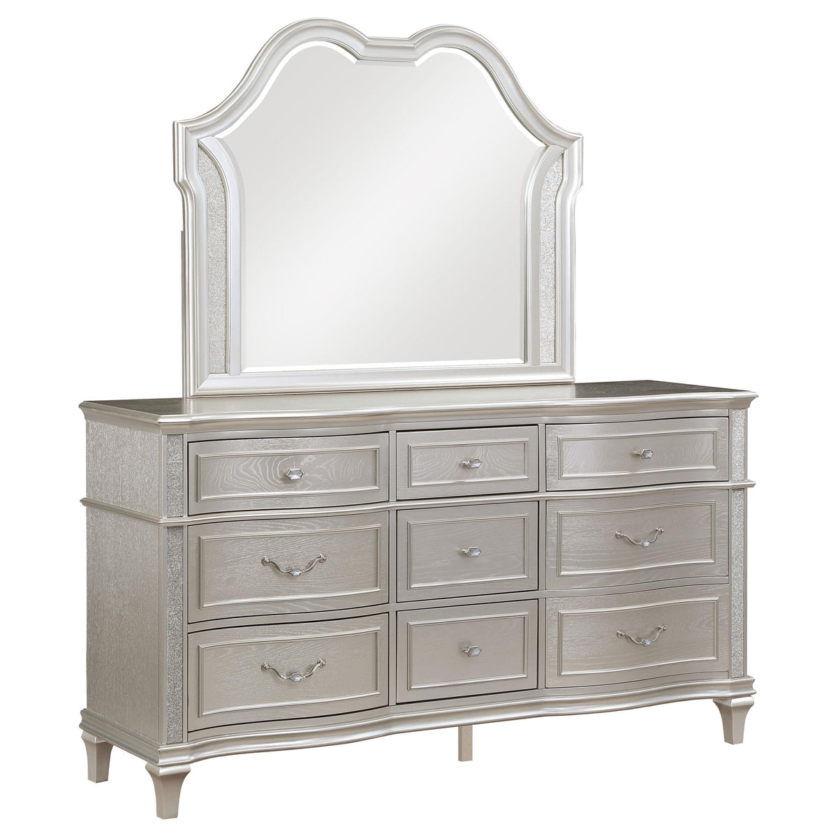Evangeline Dresser With Mirror in Silver Oak - Coaster Furniture