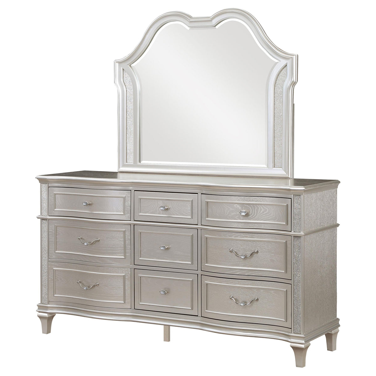 Evangeline Dresser With Mirror in Silver Oak - Coaster Furniture