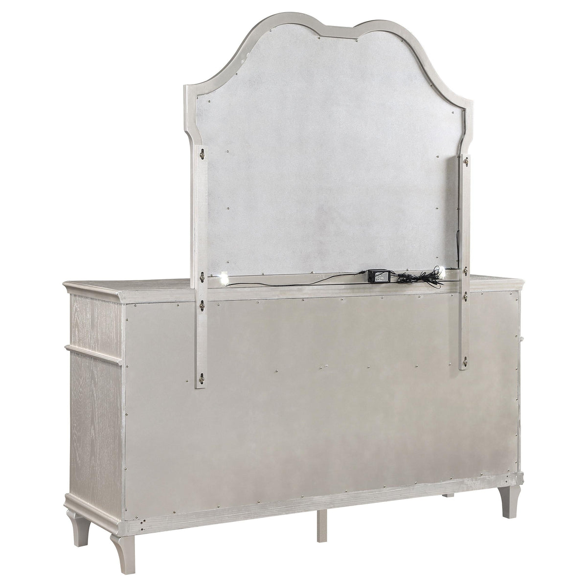 Evangeline Dresser With Mirror in Silver Oak - Coaster Furniture