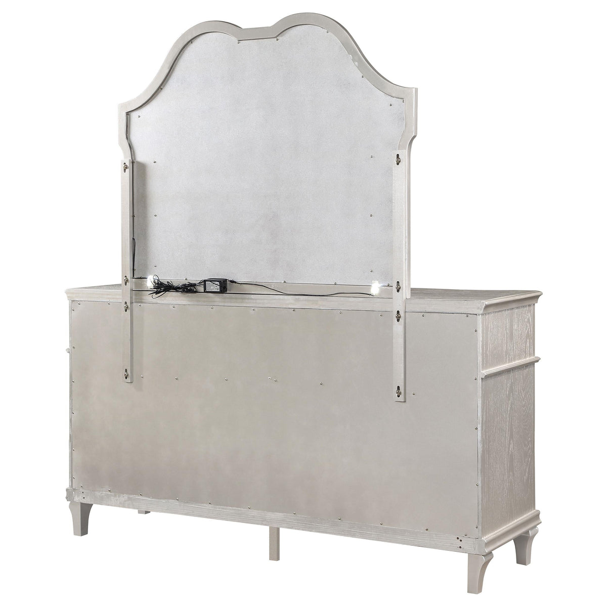 Evangeline Dresser With Mirror in Silver Oak - Coaster Furniture