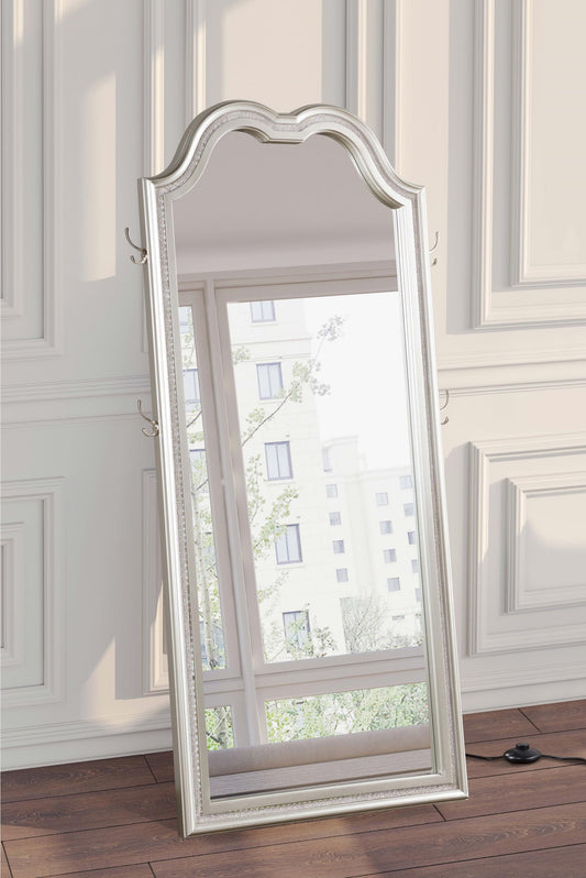 Evangeline Floor Mirror in Silver Oak - Coaster Furniture
