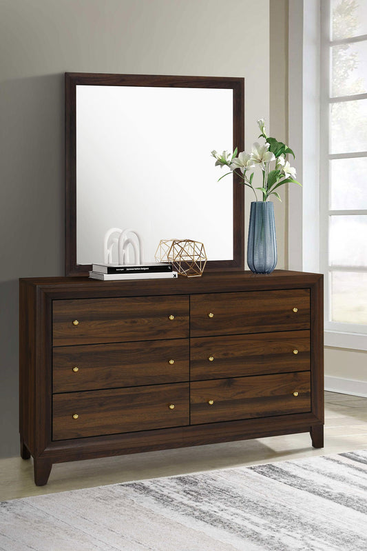 Welsley Dresser With Mirror in Walnut - Coaster Furniture