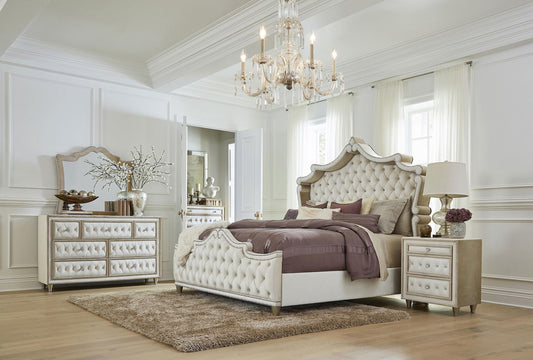Antonella Bed 5-Piece Set in Ivory / Camel