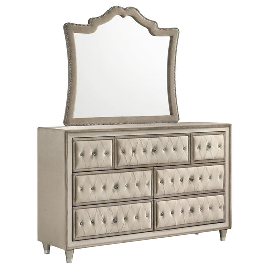 Antonella Dresser With Mirror in Ivory / Camel - Coaster Furniture