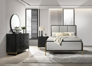 Arini Queen Bed 4-Piece Set - Black / Grey