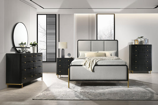 Arini Queen Bed 5-Piece Set - Black / Grey