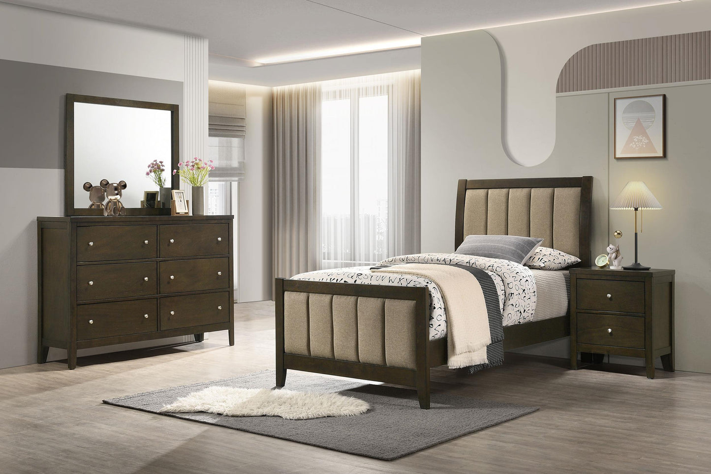 Wilkes Bed 4-Piece Set in Dark Cocoa