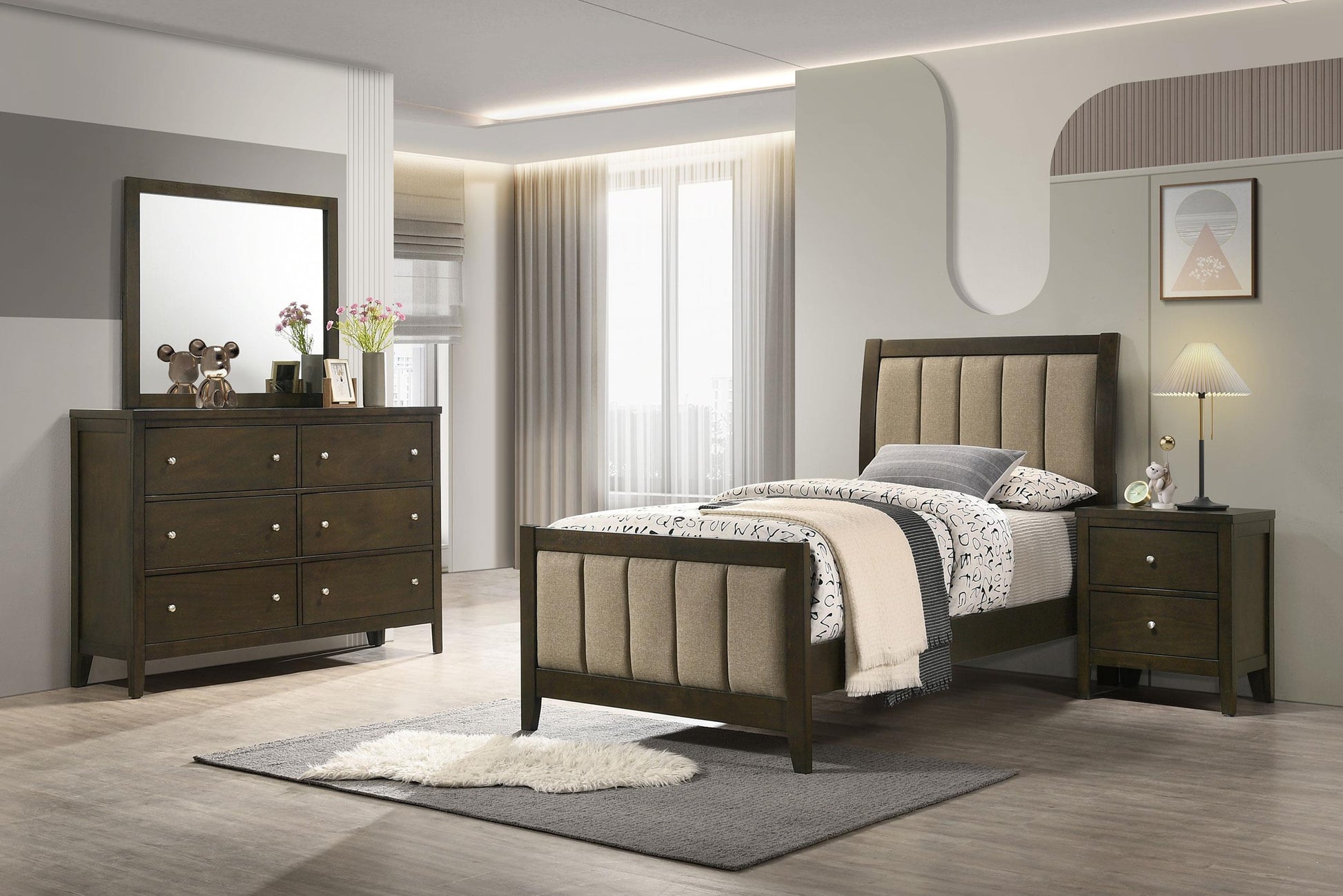 Wilkes Bed 4-Piece Set in Dark Cocoa
