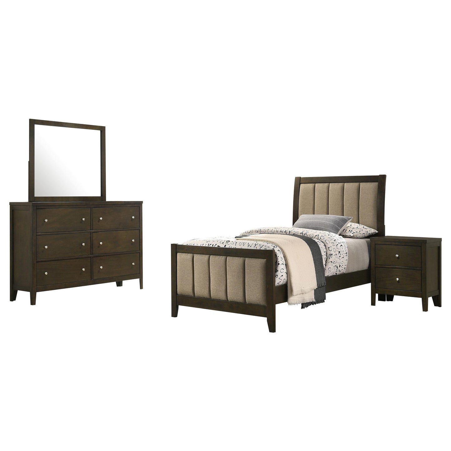 Wilkes Bed 4-Piece Set in Dark Cocoa