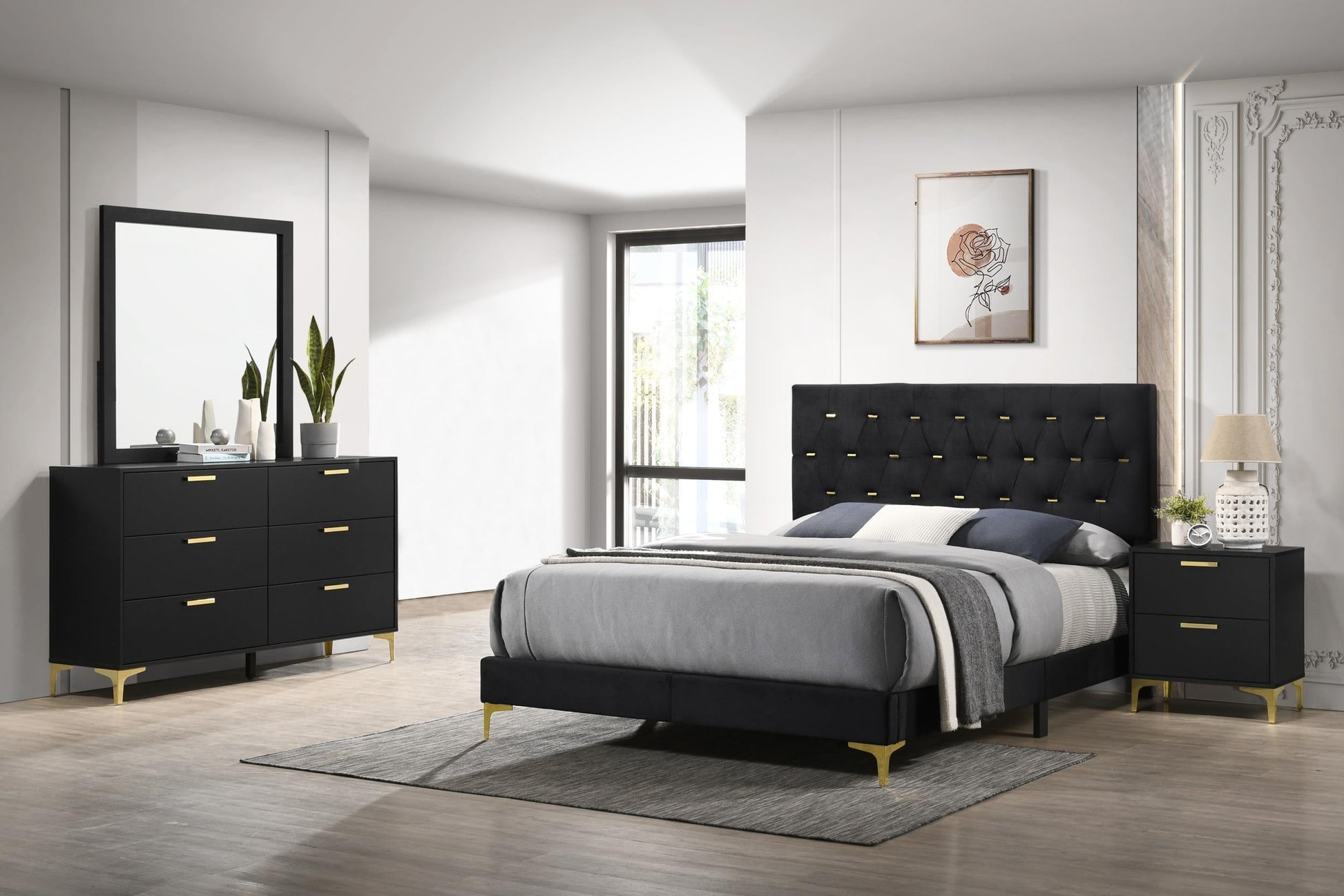 Kendall Eastern King Bed 4-Piece Set - Black