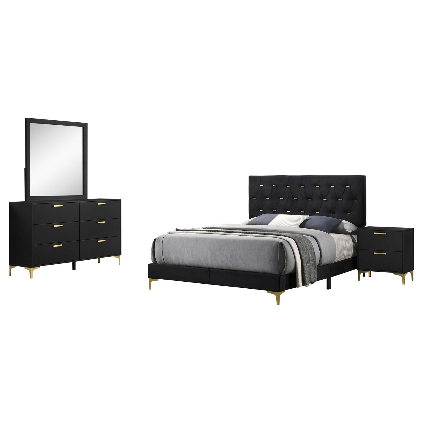 Kendall Queen Bed 4-Piece Set - Black