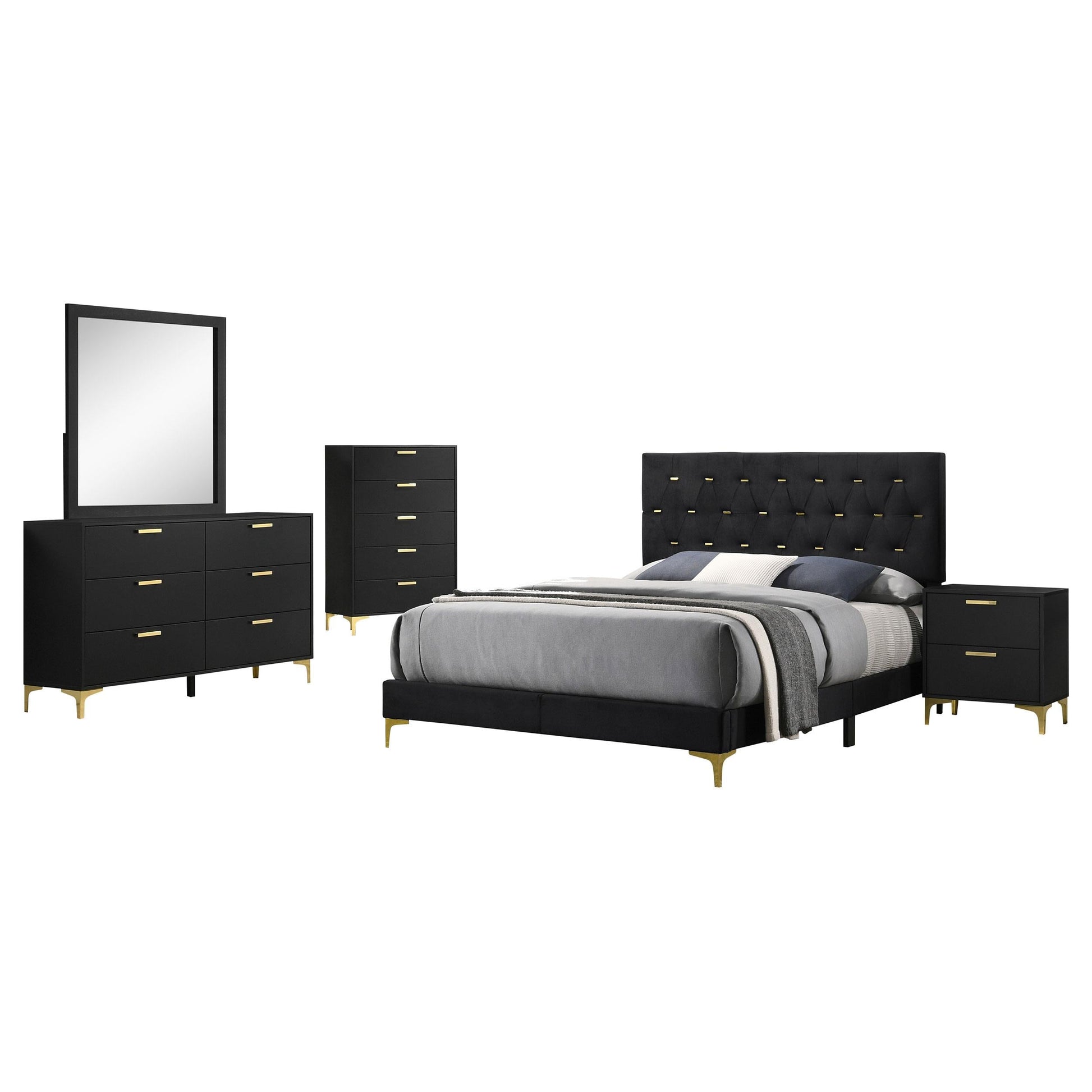 Kendall Queen Bed 5-Piece Set - Black
