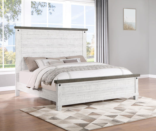 Lilith Queen Bed in Distressed White - Coaster Furniture