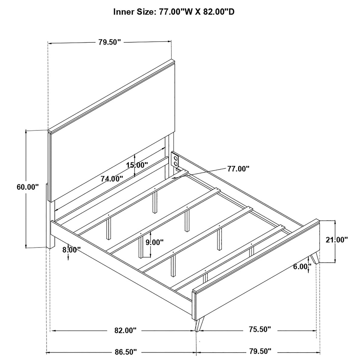 Nathan E King Bed in Grey - Coaster Furniture