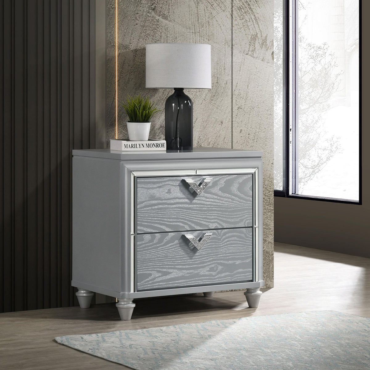 Veronica Nightstand in Light Silver - Coaster Furniture