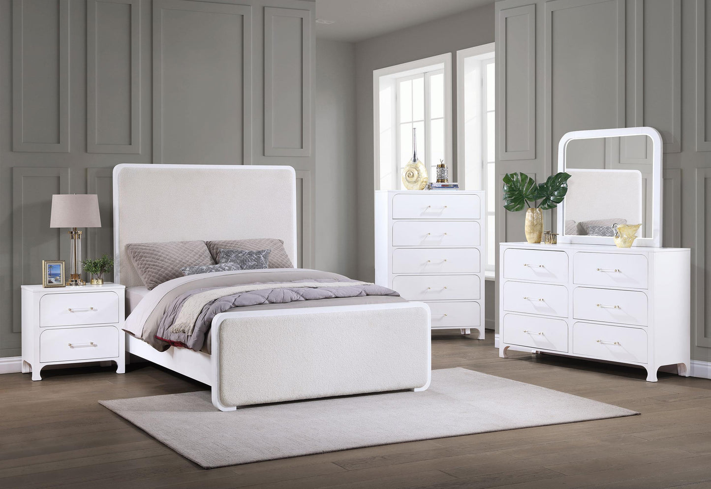 Anastasia Bed in Pearl White