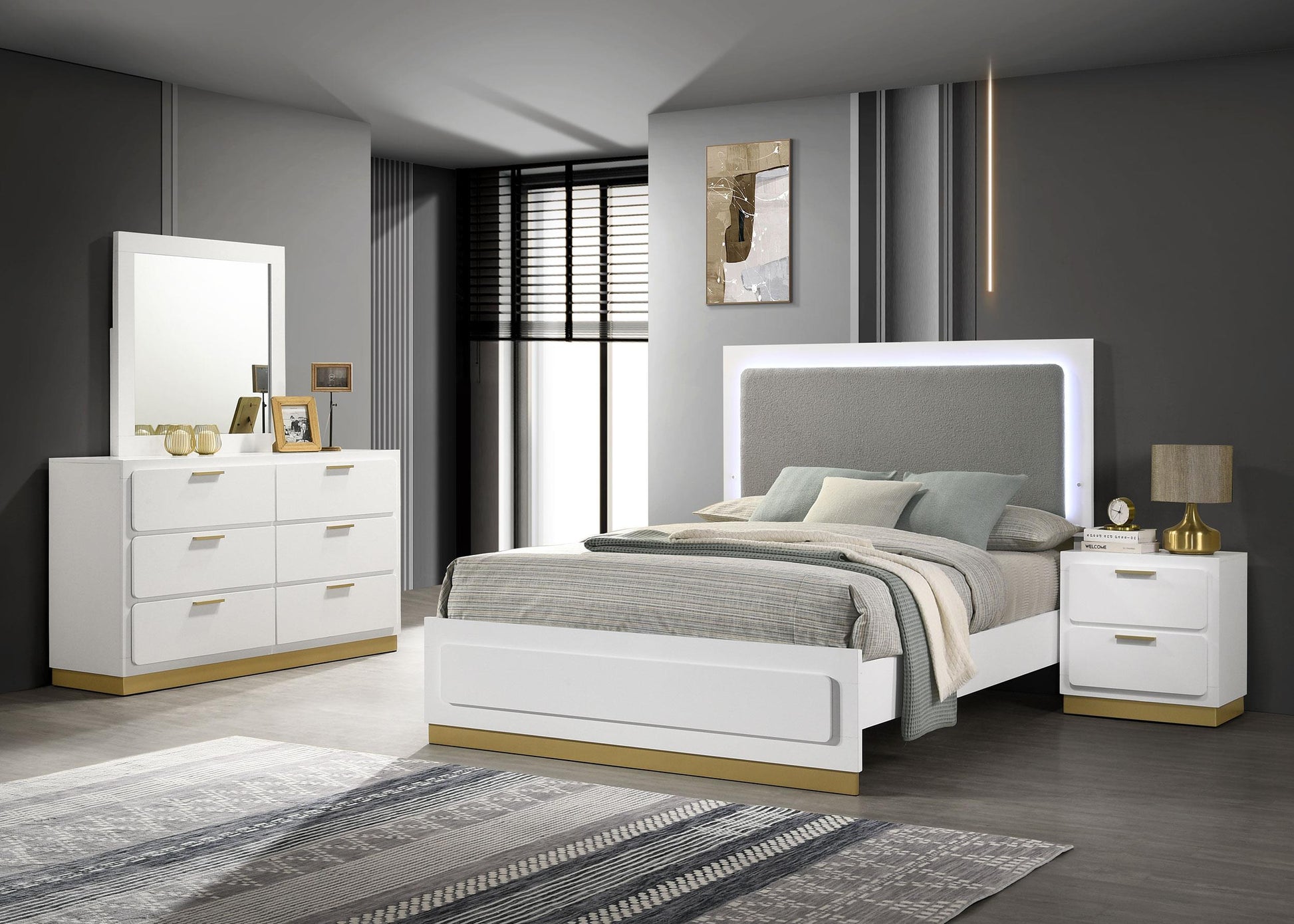 Caraway Bed 4-Piece Set in White