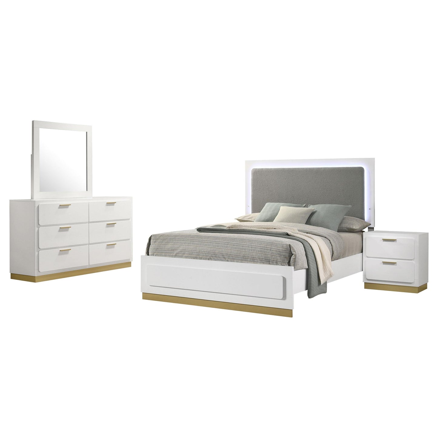 Caraway Bed 4-Piece Set in White