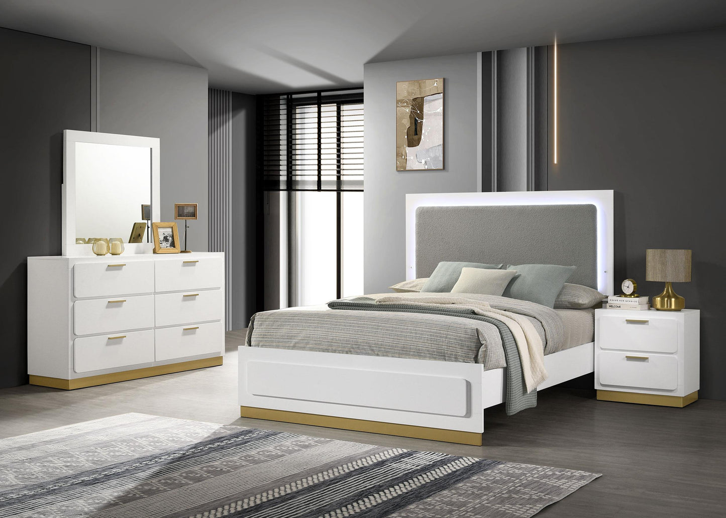 Caraway Bed 4-Piece Set in White
