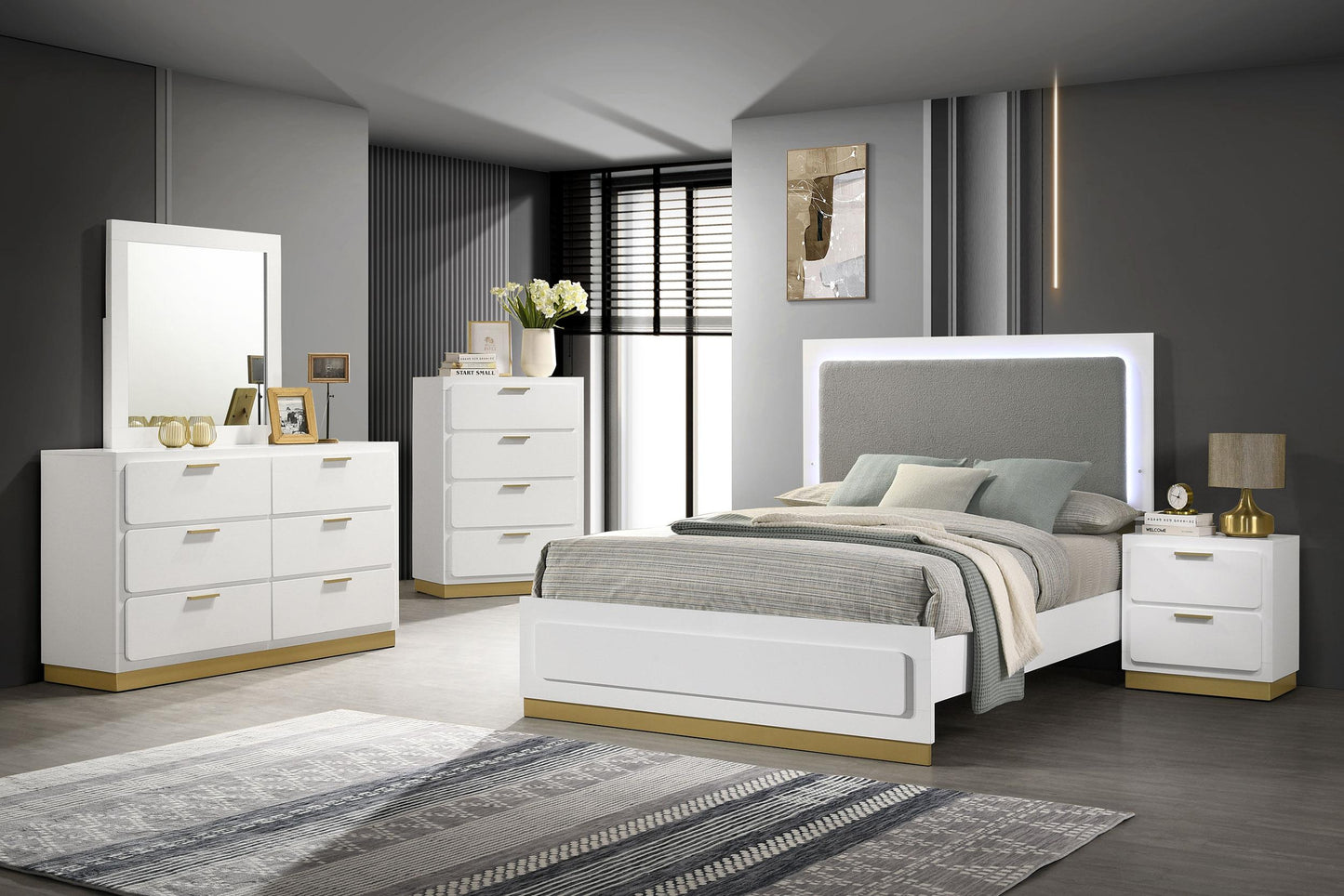 Caraway Bed 5-Piece Set in White