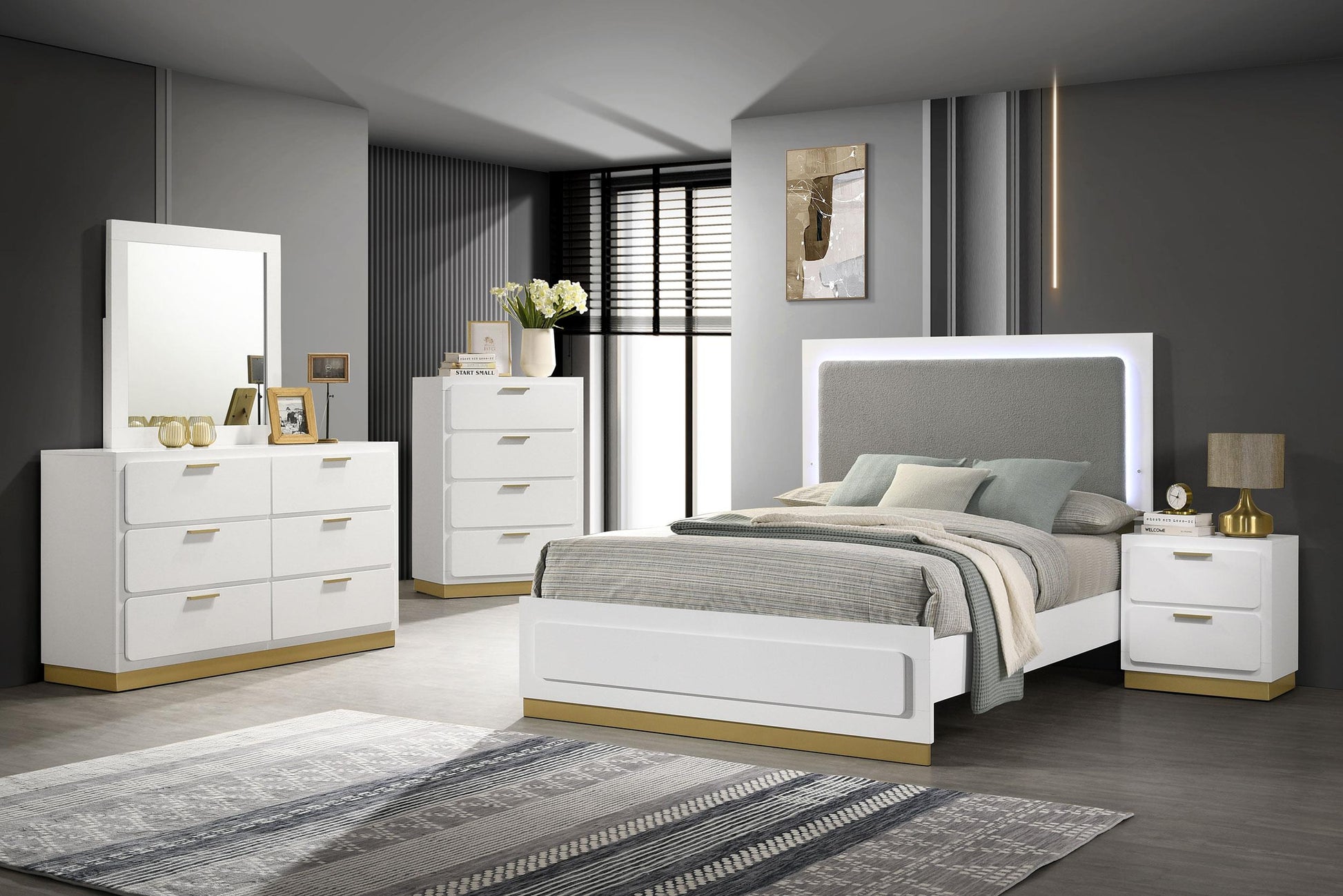 Caraway Bed 5-Piece Set in White