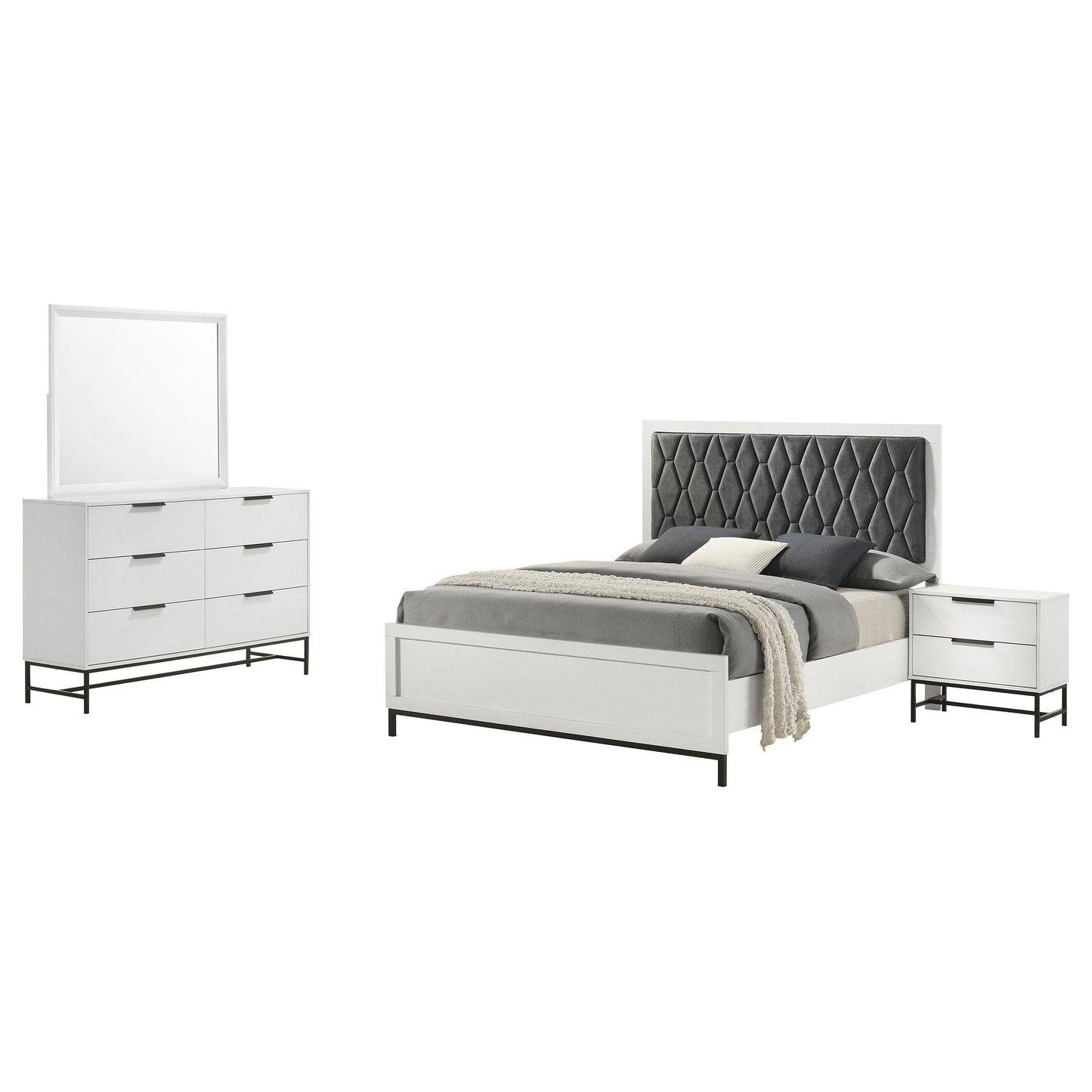 Sonora Bed 4-Piece Set in White