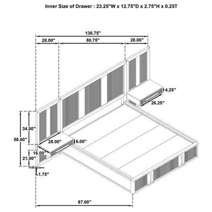 Terrace E King Bed in Ash Brown - Coaster Furniture