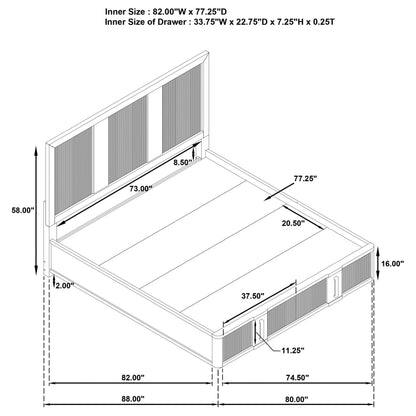 Terrace E King Bed in Ash Brown - Coaster Furniture