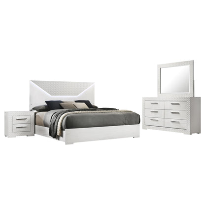Ives Eastern King Bed 4-Piece Set - White High Gloss