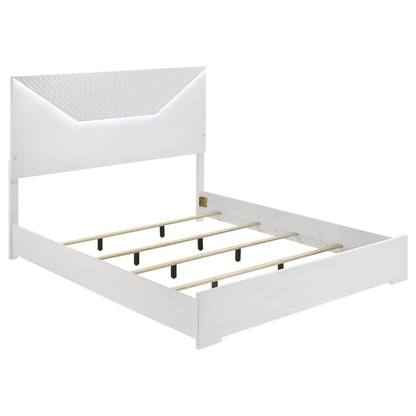Ives Eastern King Bed 4-Piece Set - White High Gloss