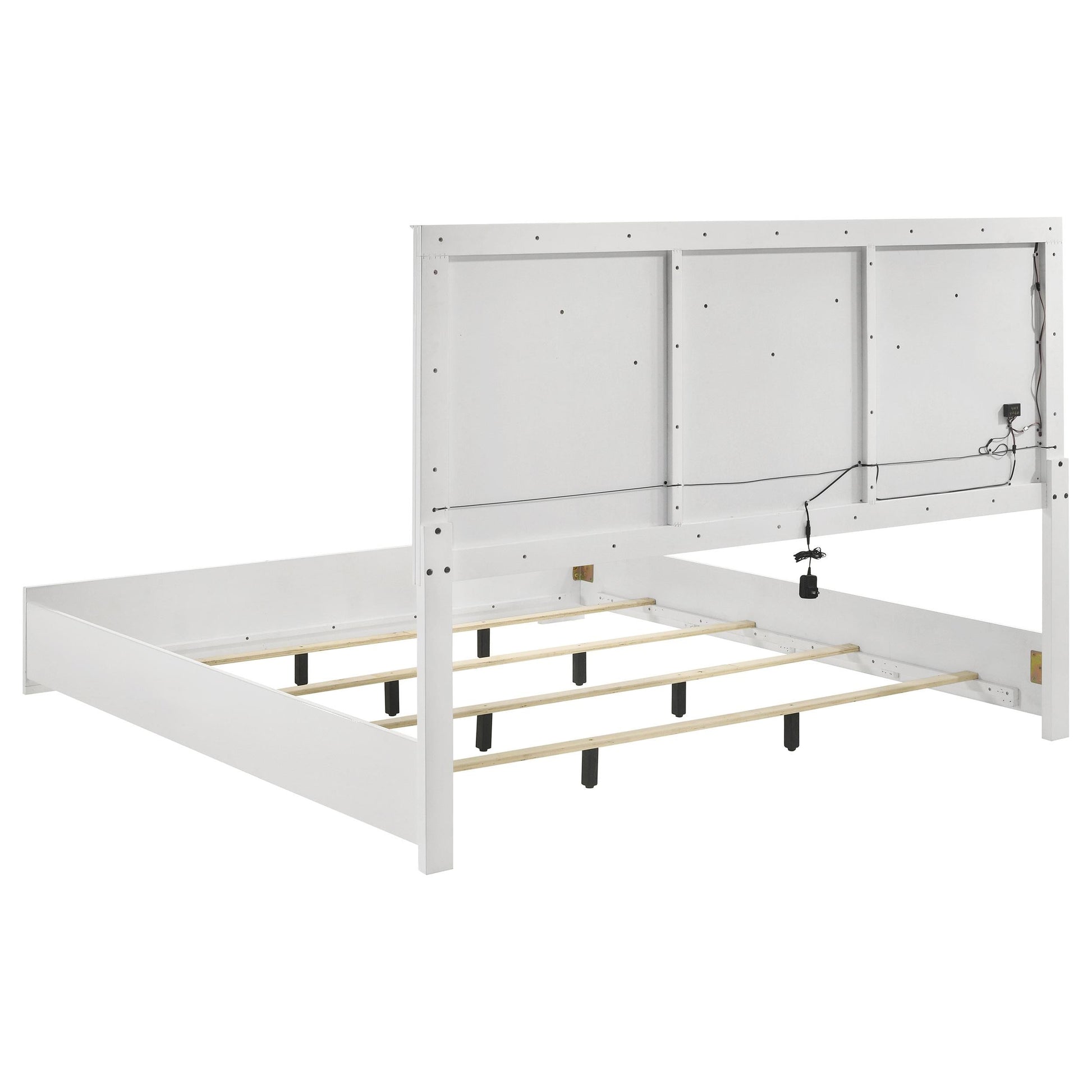 Ives Eastern King Bed 4-Piece Set - White High Gloss