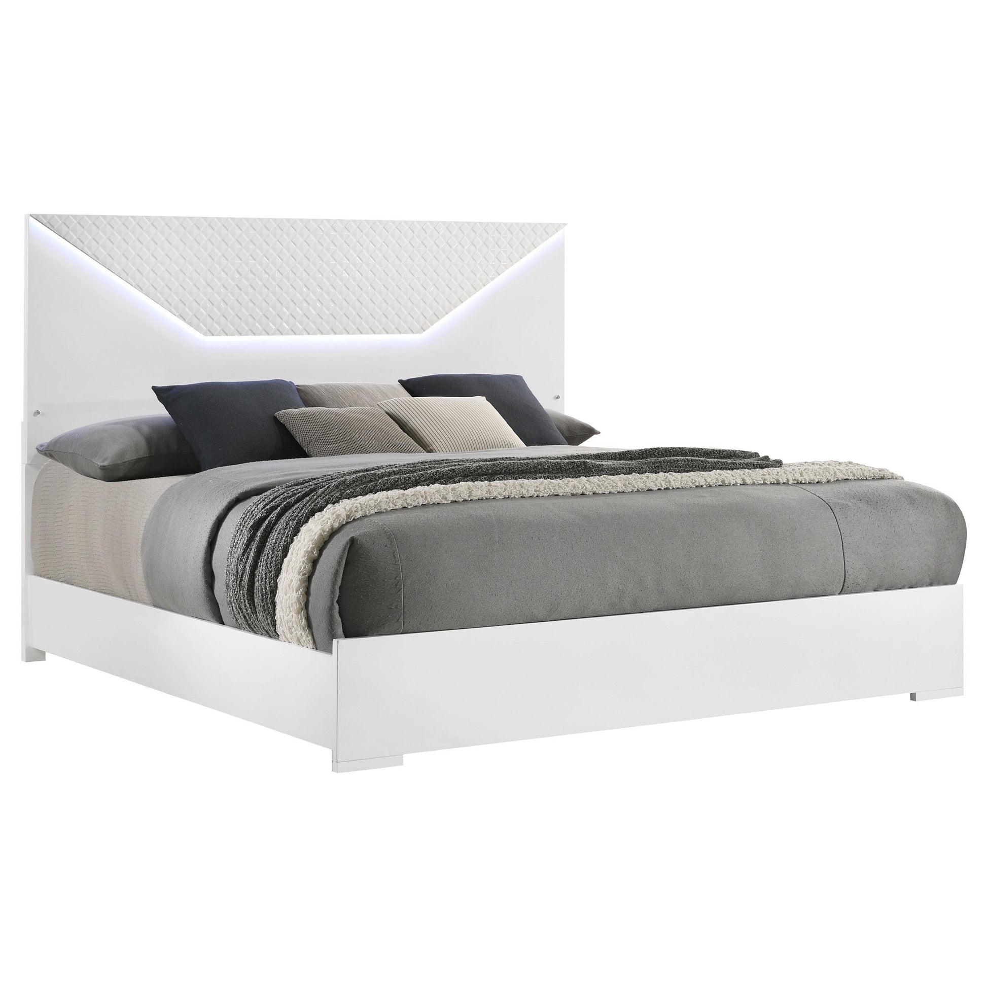 Ives E King Bed - White High Gloss