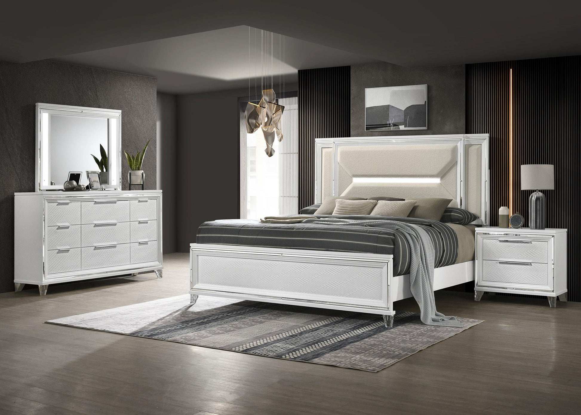 Marmore Bed 4-Piece Set in White