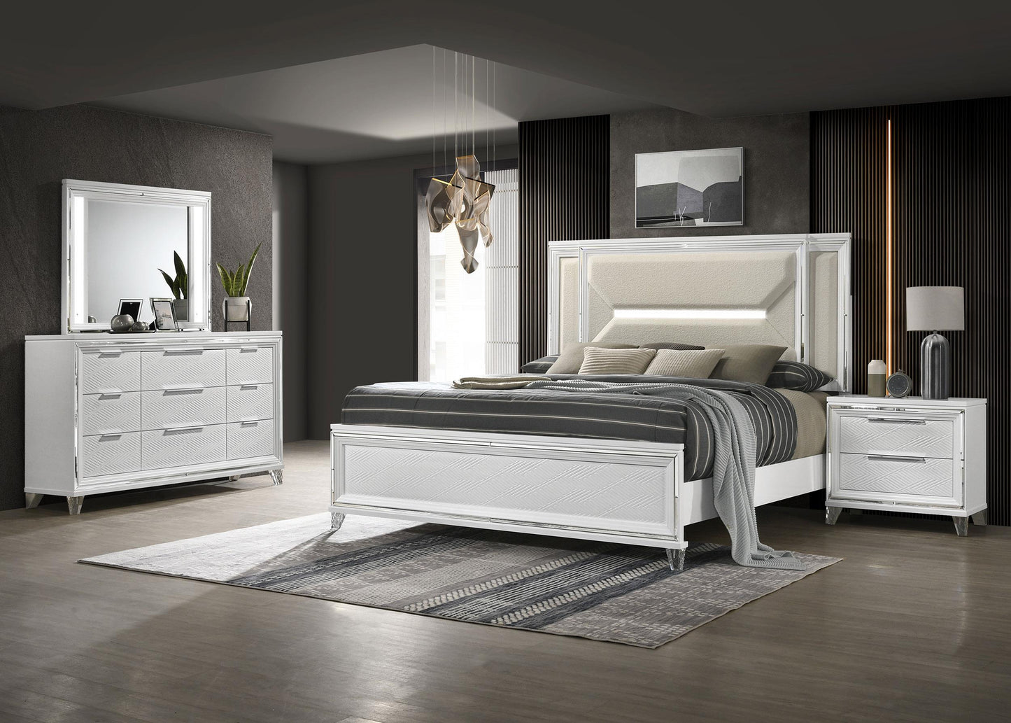 Marmore Bed 4-Piece Set in White