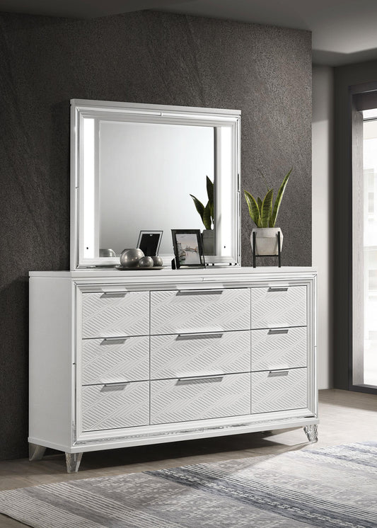 Marmore Dresser With Mirror in White - Coaster Furniture
