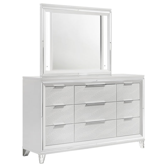 Marmore Dresser With Mirror in White - Coaster Furniture