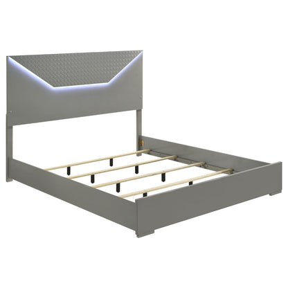 Ives Eastern King Bed 4-Piece Set - Grey High Gloss