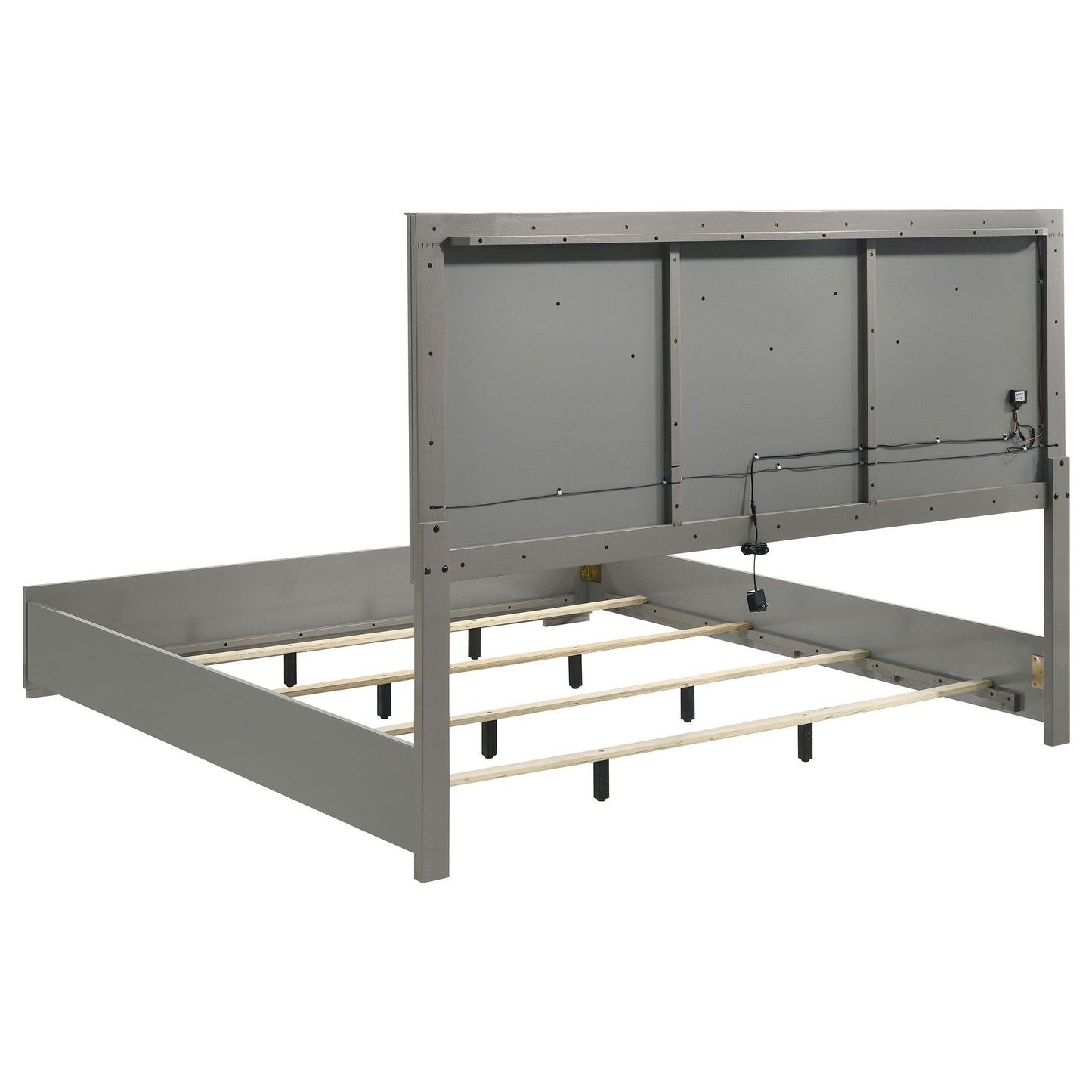 Ives Eastern King Bed 4-Piece Set - Grey High Gloss