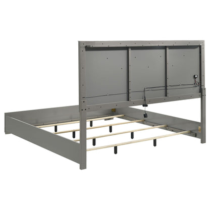 Ives Eastern King Bed 4-Piece Set - Grey High Gloss