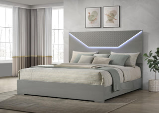 Ives E King Bed - Grey High Gloss